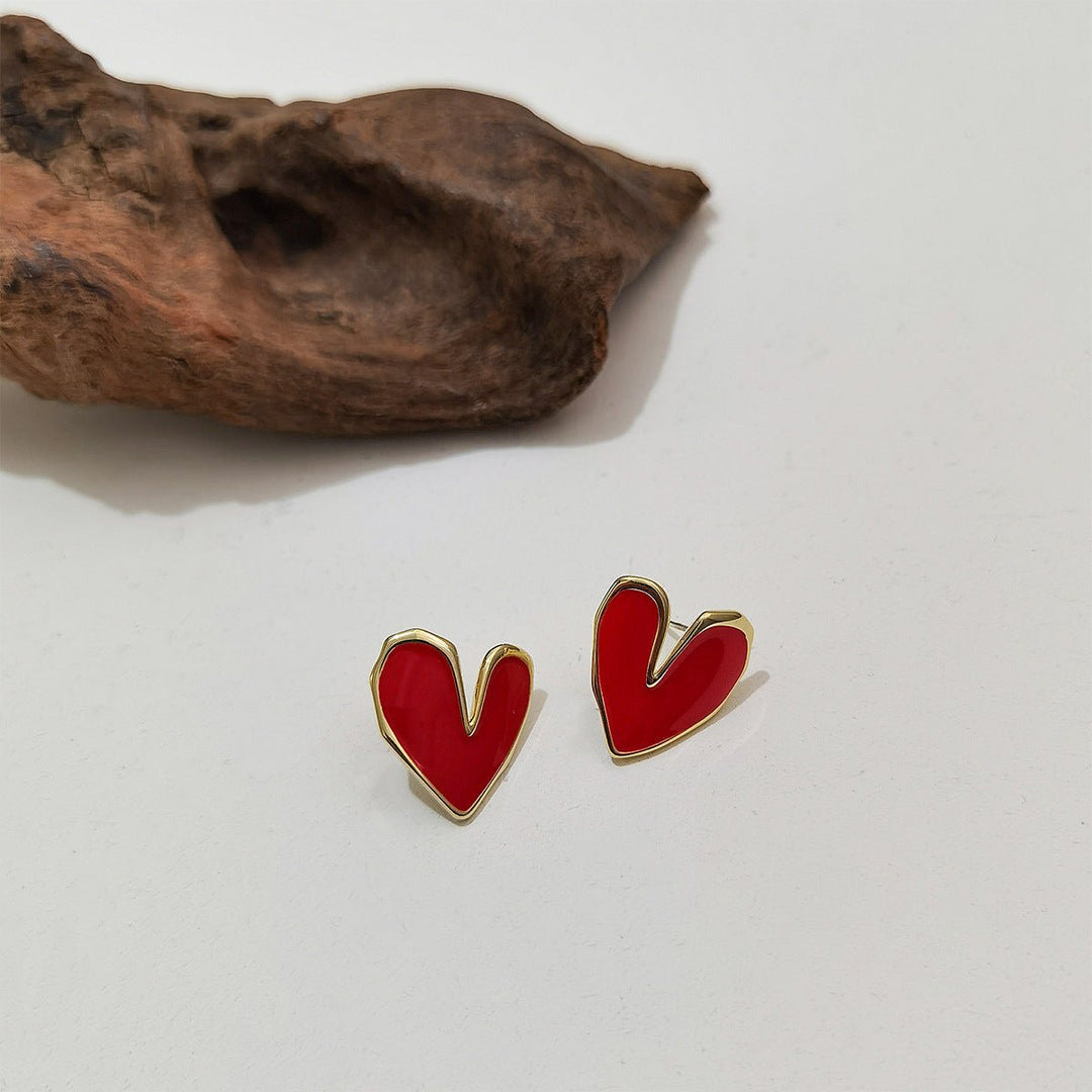 Orecchini a cuore in smalto colorato in stile rétro francese