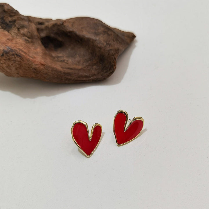 Orecchini a cuore in smalto colorato in stile rétro francese