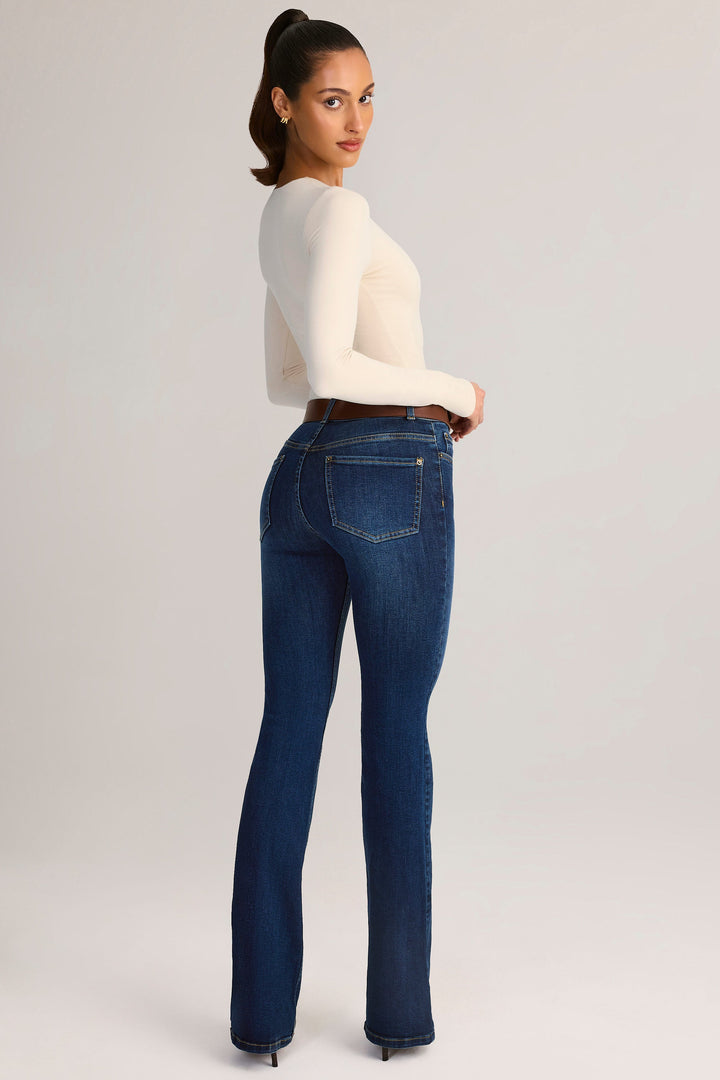 Jeans a Zampa d’Elefante a Vita Media in Denim Indaco