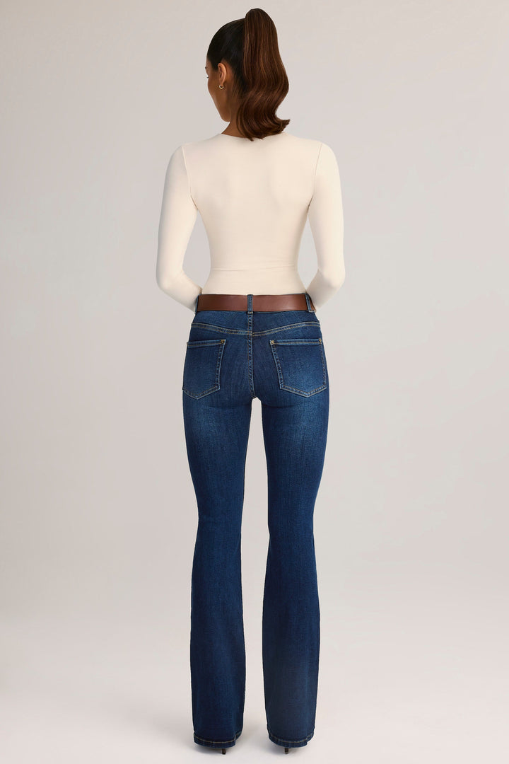 Jeans a Zampa d’Elefante a Vita Media in Denim Indaco