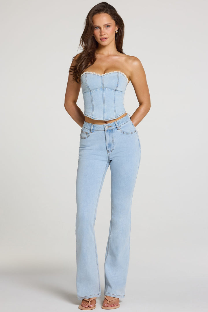 Jeans Bootcut a Vita Media in Denim Chiaro