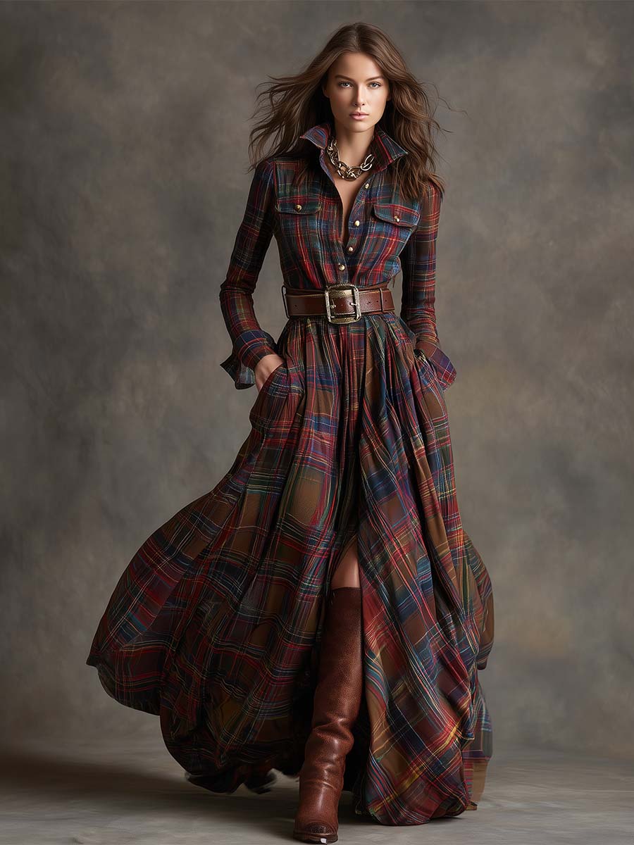 Giulietta | Abito Camicia Maxi a Quadri con Cintura