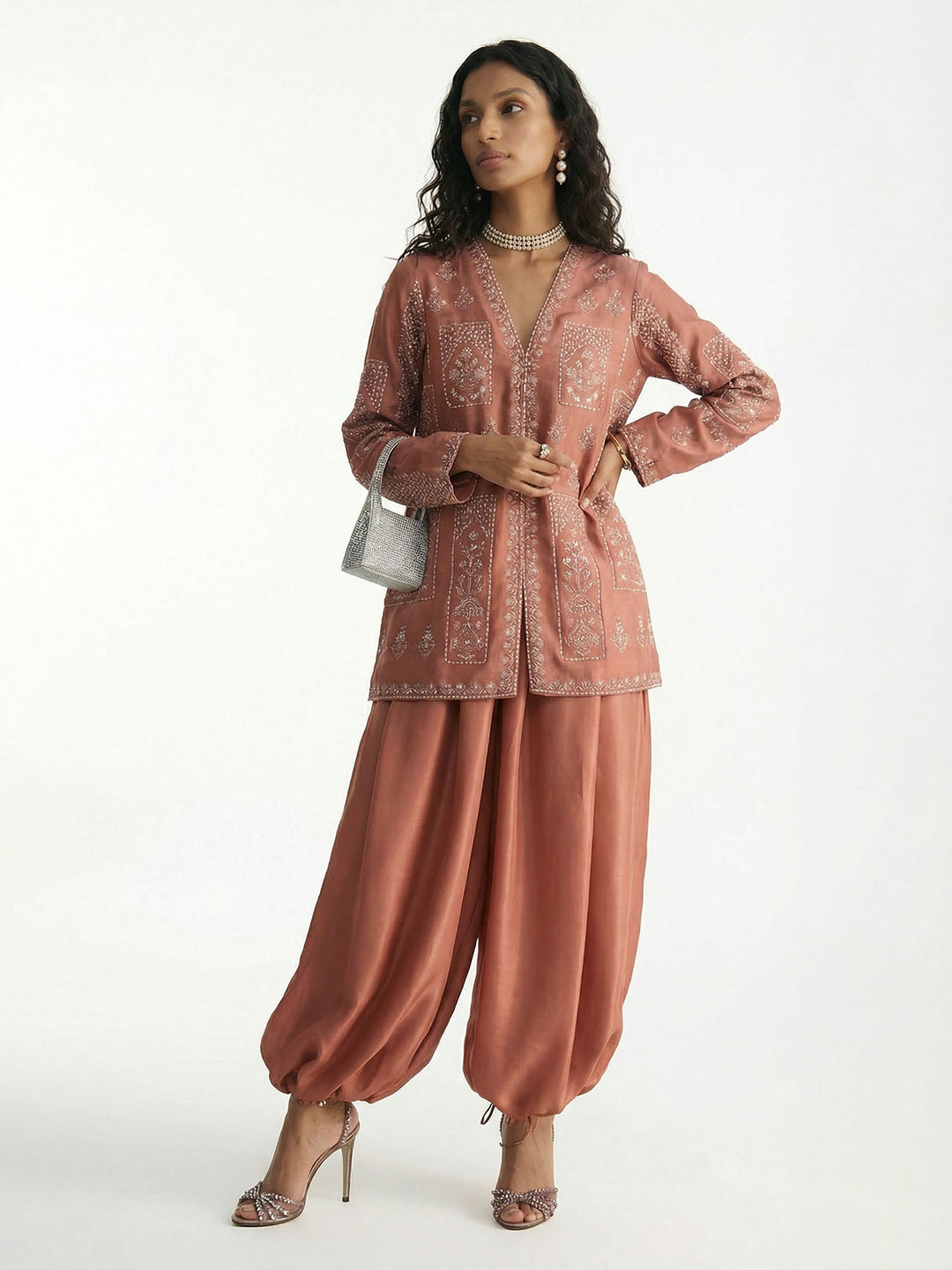 Pantaloni Terracotta Ricamati