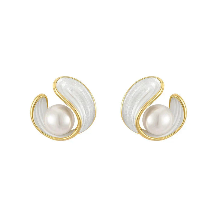 Orecchini di lusso con opale bianco e perle color oro