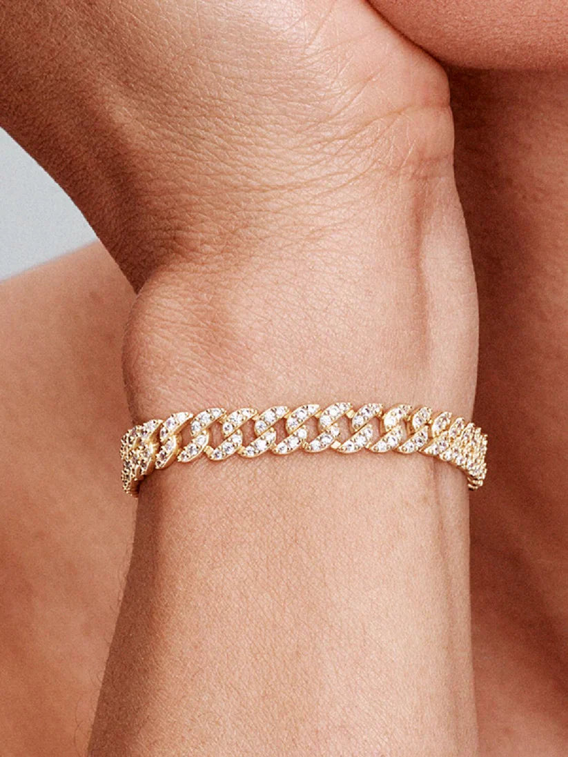 Bracciale cubano con moissanite