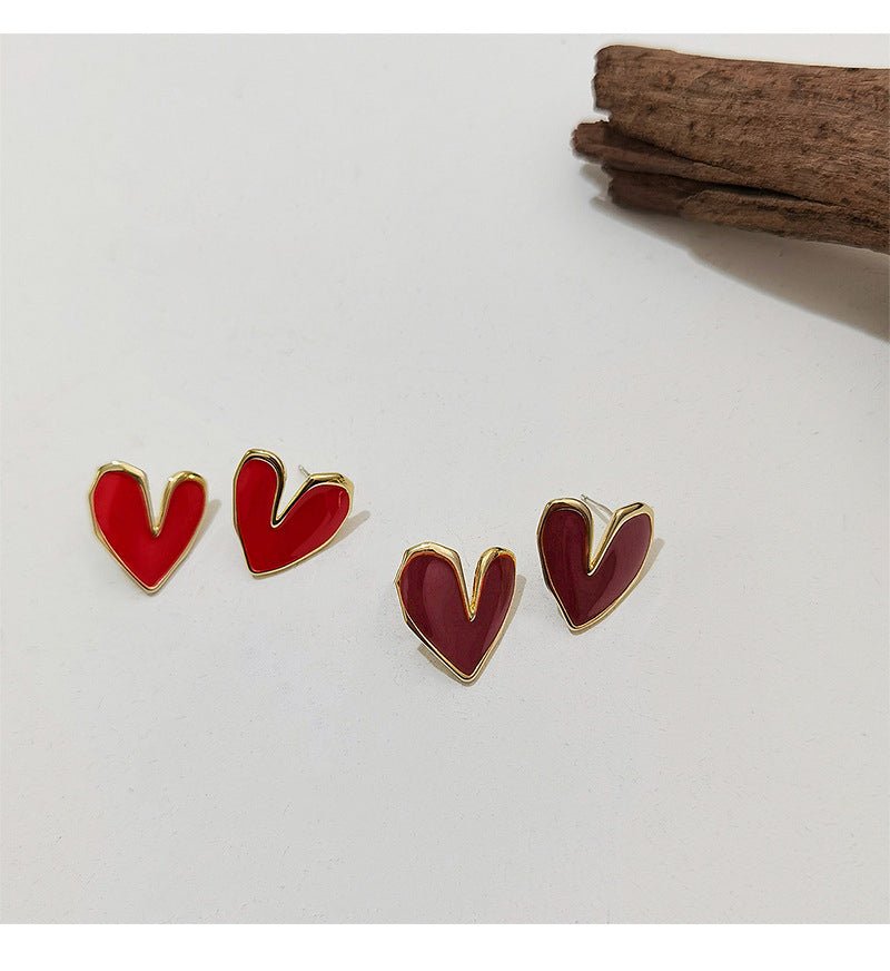 Orecchini a cuore in smalto colorato in stile rétro francese