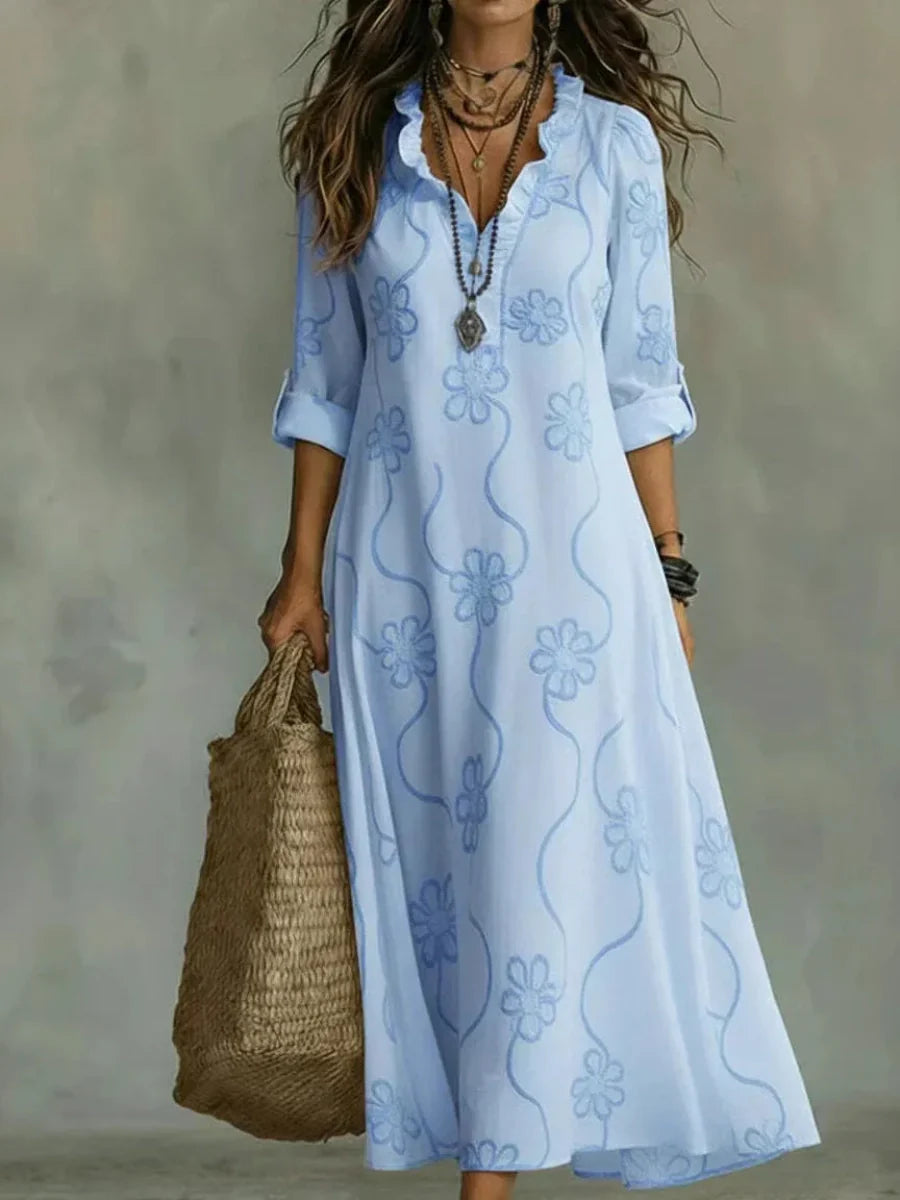 Bianca | Abito Maxi Ricamato Bohemien