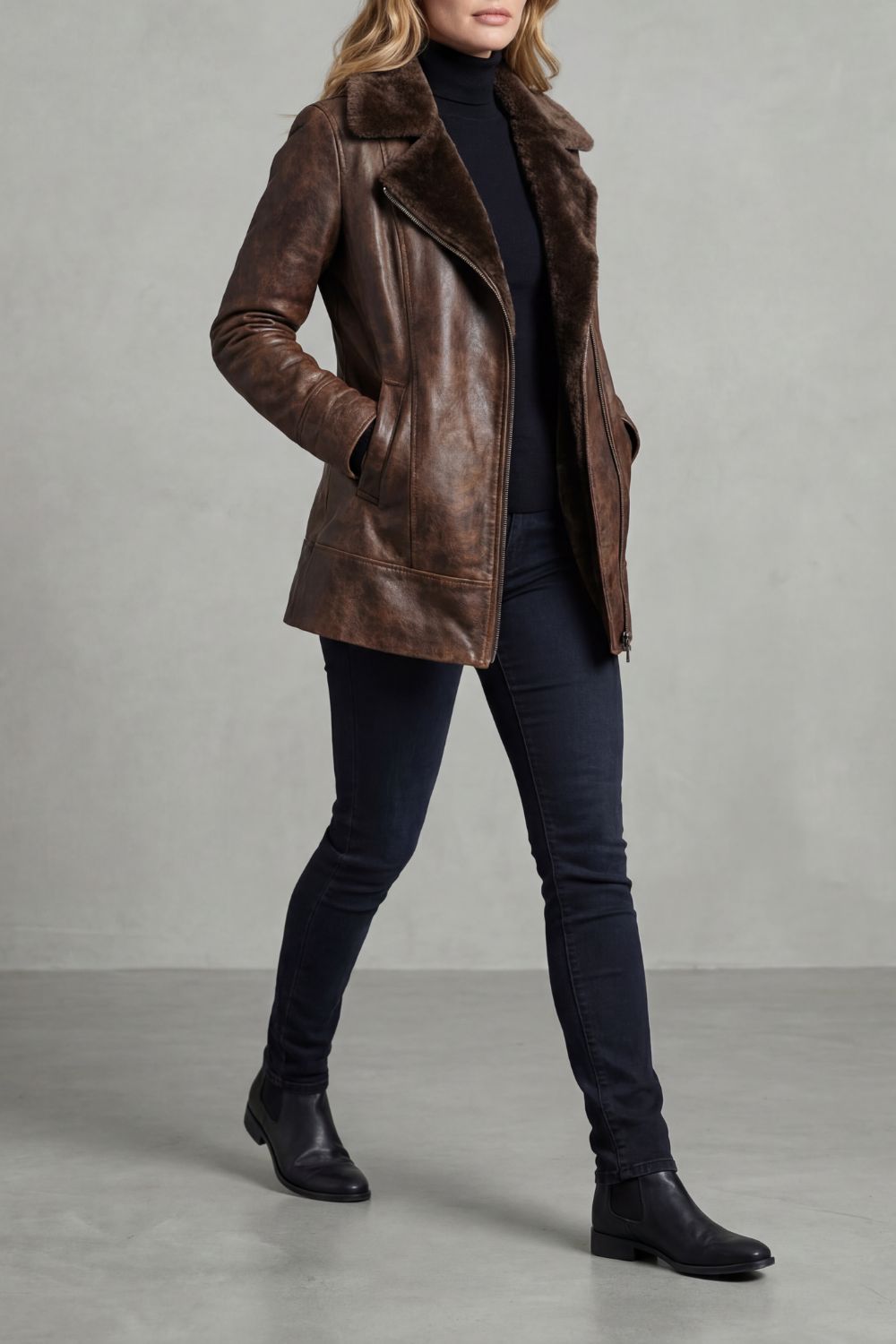 Ravella – Elegantly Lined Shearling Leather Jacket