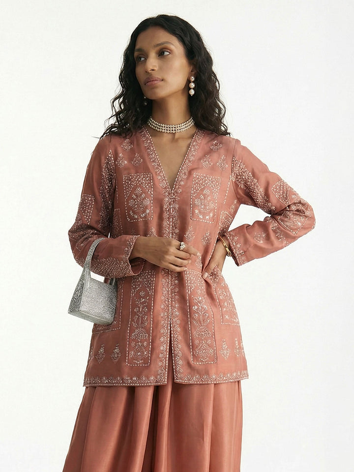 Camicia Terracotta Ricamata