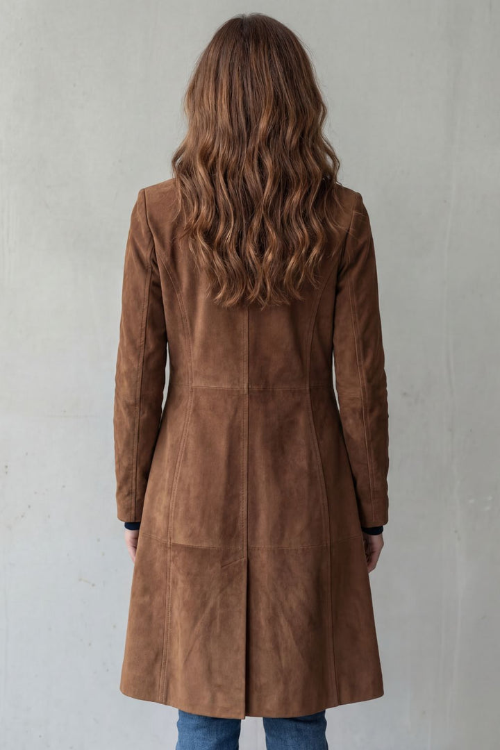 Delvienne – Cappotto lungo in suede vintage