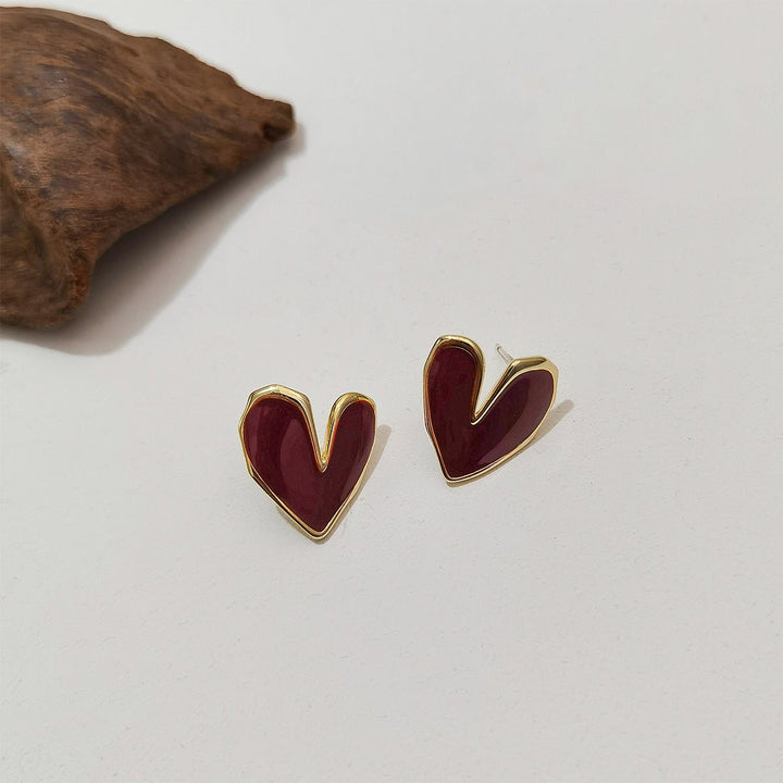 Orecchini a cuore in smalto colorato in stile rétro francese