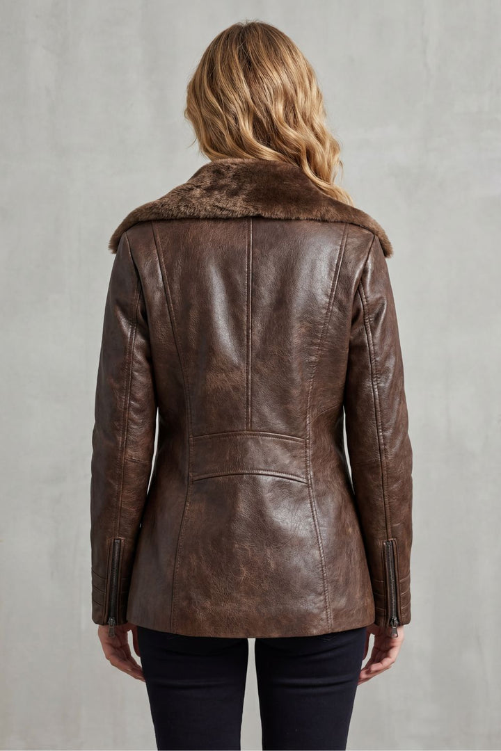 Ravella – Elegantly Lined Shearling Leather Jacket