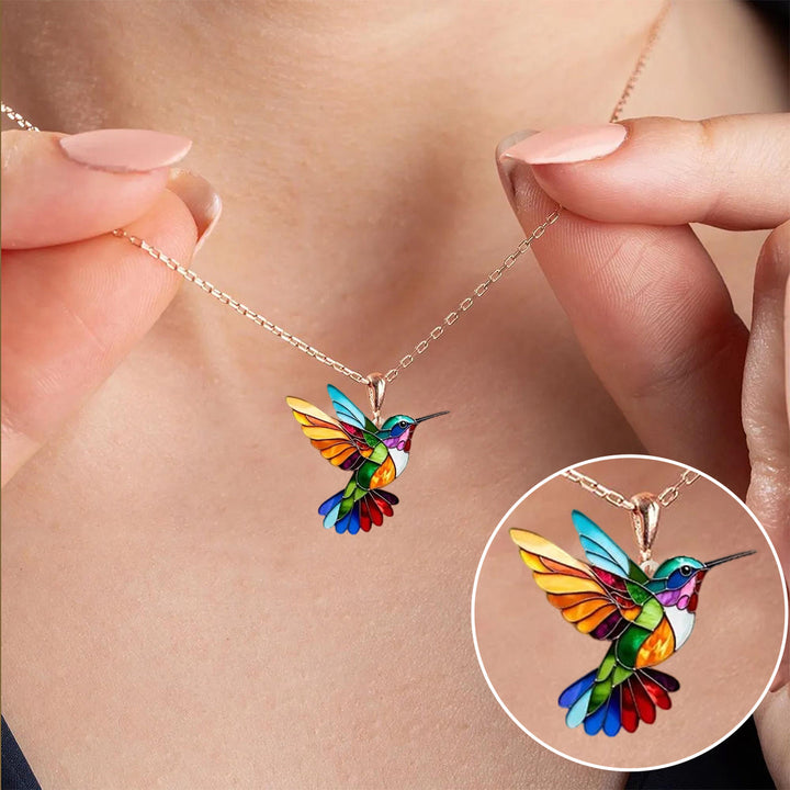 Splendida collana con colibrì + orecchini omaggio