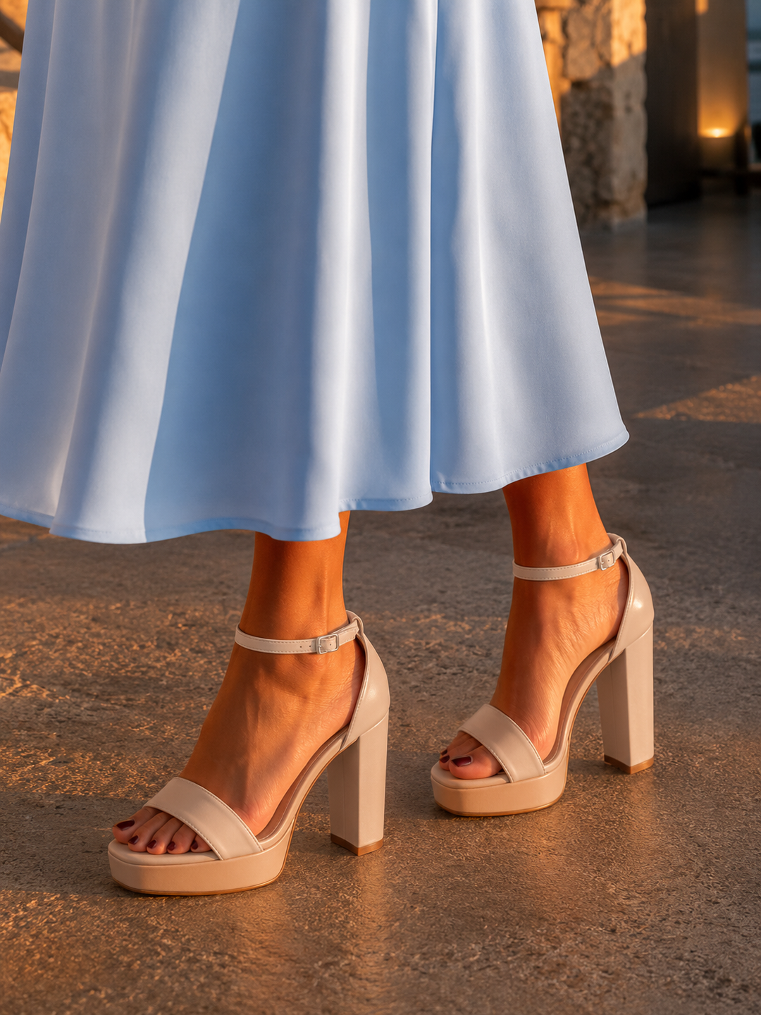 Sandali a fascia con tacco nude