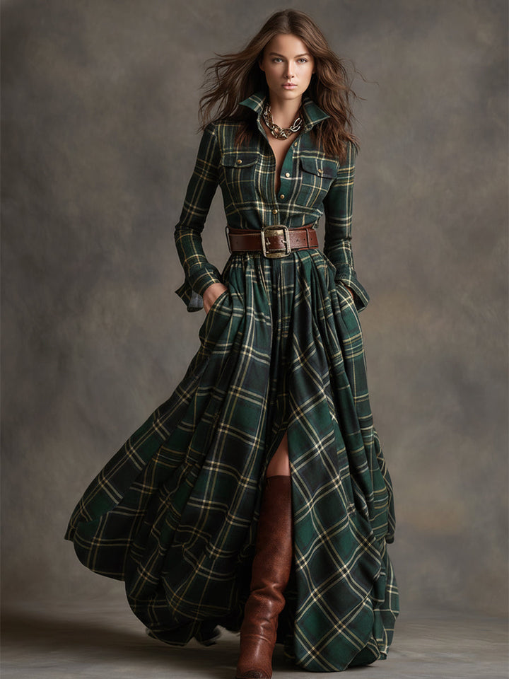 Giulietta | Abito Camicia Maxi a Quadri con Cintura
