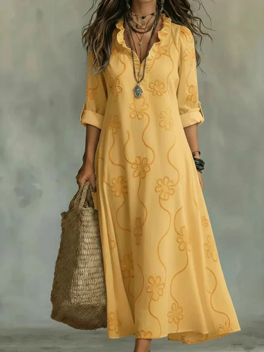 Bianca | Abito Maxi Ricamato Bohemien