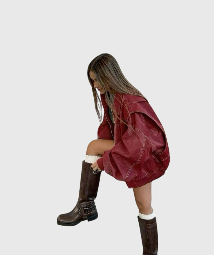 Faye™ - Giacca Oversize in Pelle