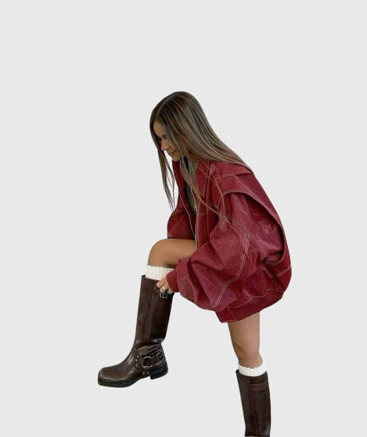 Faye™ - Giacca Oversize in Pelle
