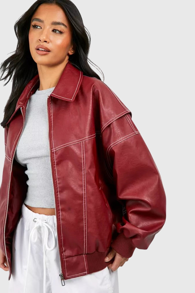 Faye™ - Giacca Oversize in Pelle