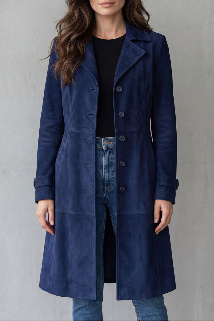Delvienne – Cappotto lungo in suede vintage