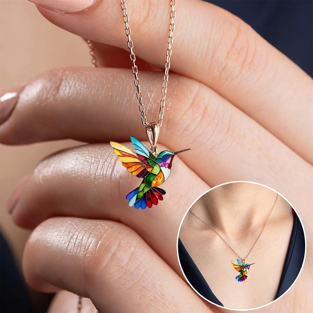 Splendida collana con colibrì + orecchini omaggio