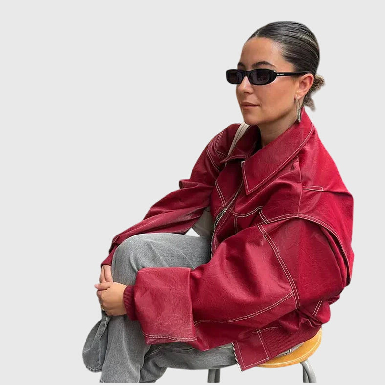 Faye™ - Giacca Oversize in Pelle