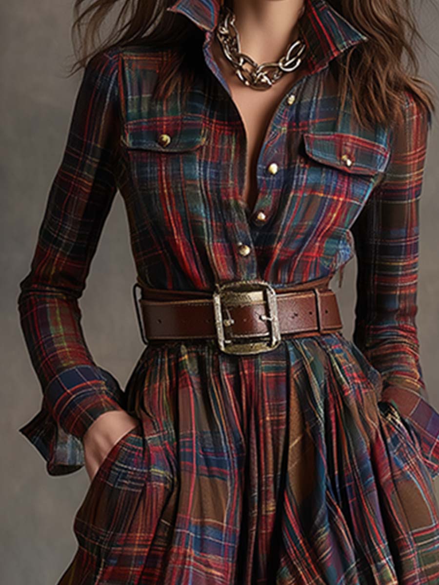 Giulietta | Abito Camicia Maxi a Quadri con Cintura