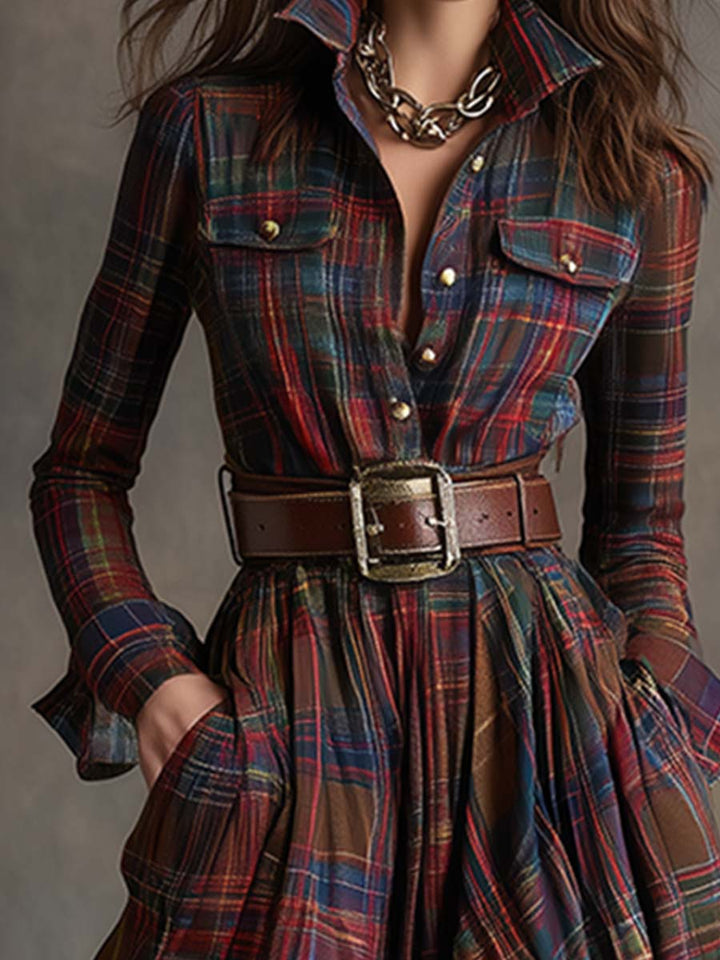 Giulietta | Abito Camicia Maxi a Quadri con Cintura