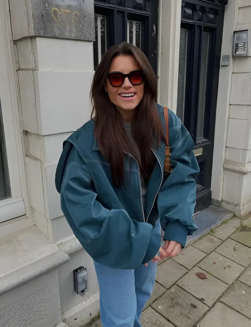 Giacca Casual Oversize in Pelle