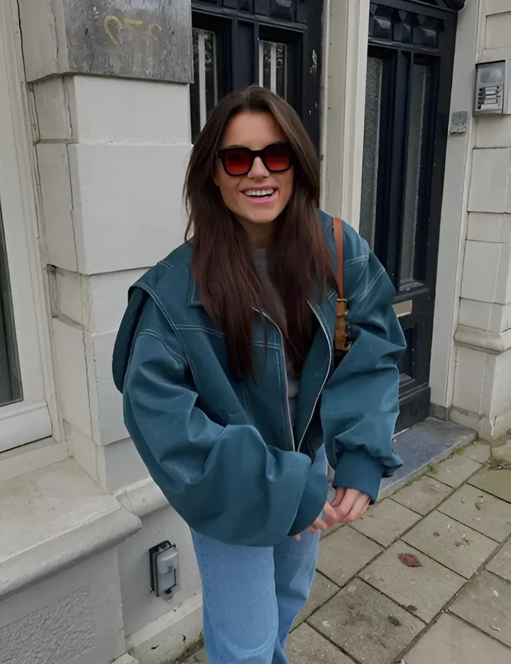 Giacca Casual Oversize in Pelle