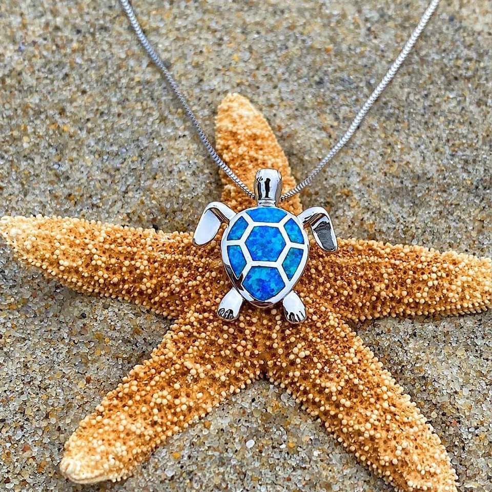 Set collana e orecchini tartaruga marina in opale e argento – Collana colibrì con orecchini abbinati