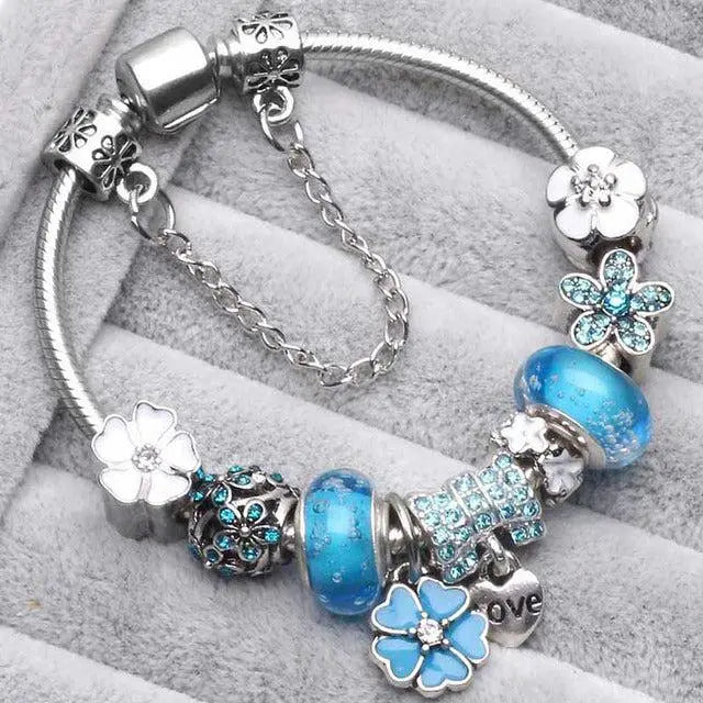 Braccialetti vintage color argento e blu