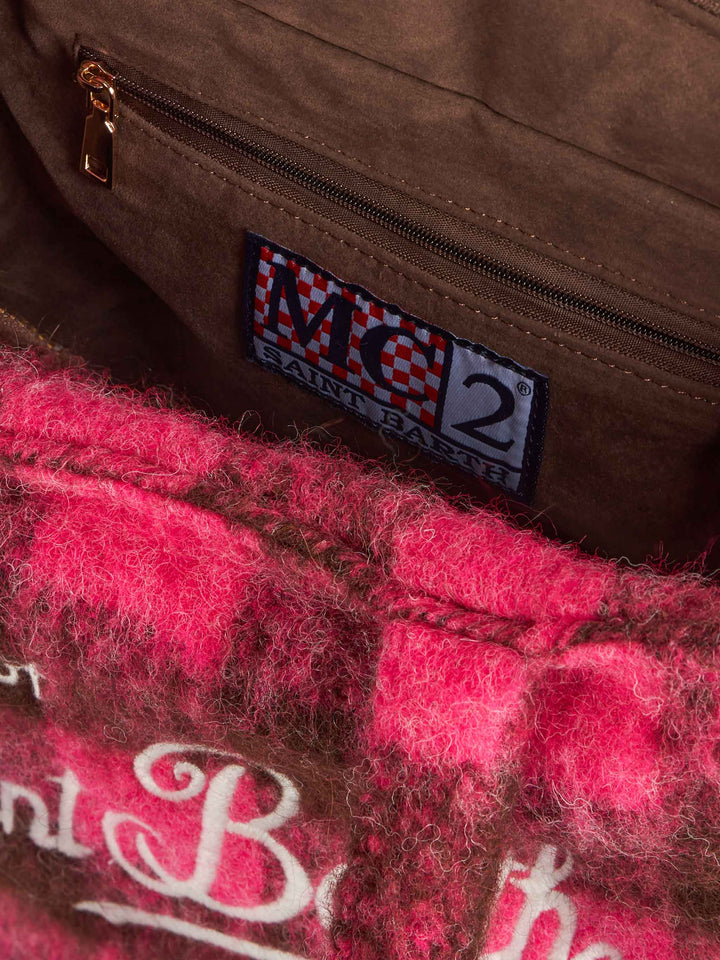 Colette Classic Check Bag in Fuchsia and Brown