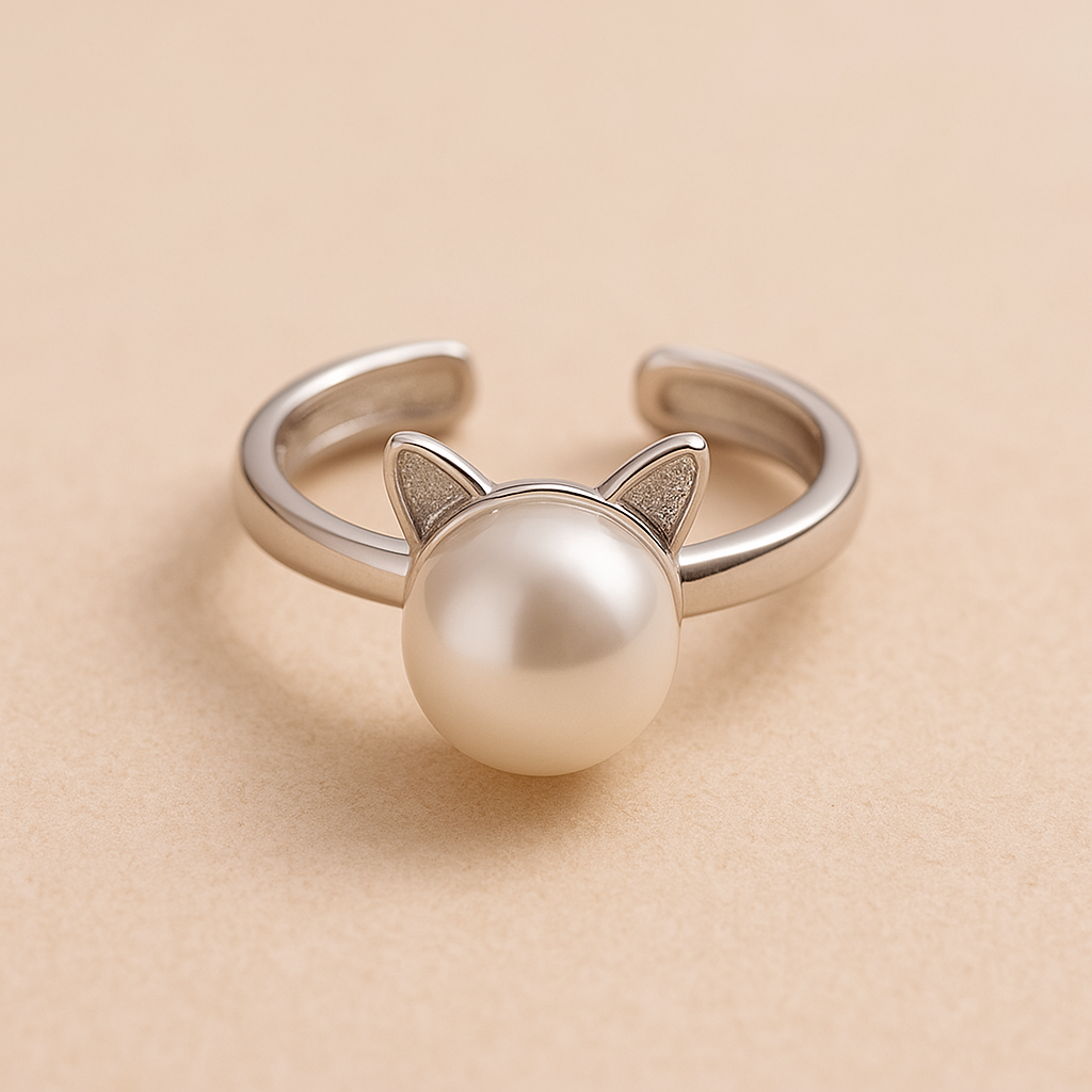 Splendido set di collana con perla occhio di gatto, con orecchini e anello abbinati