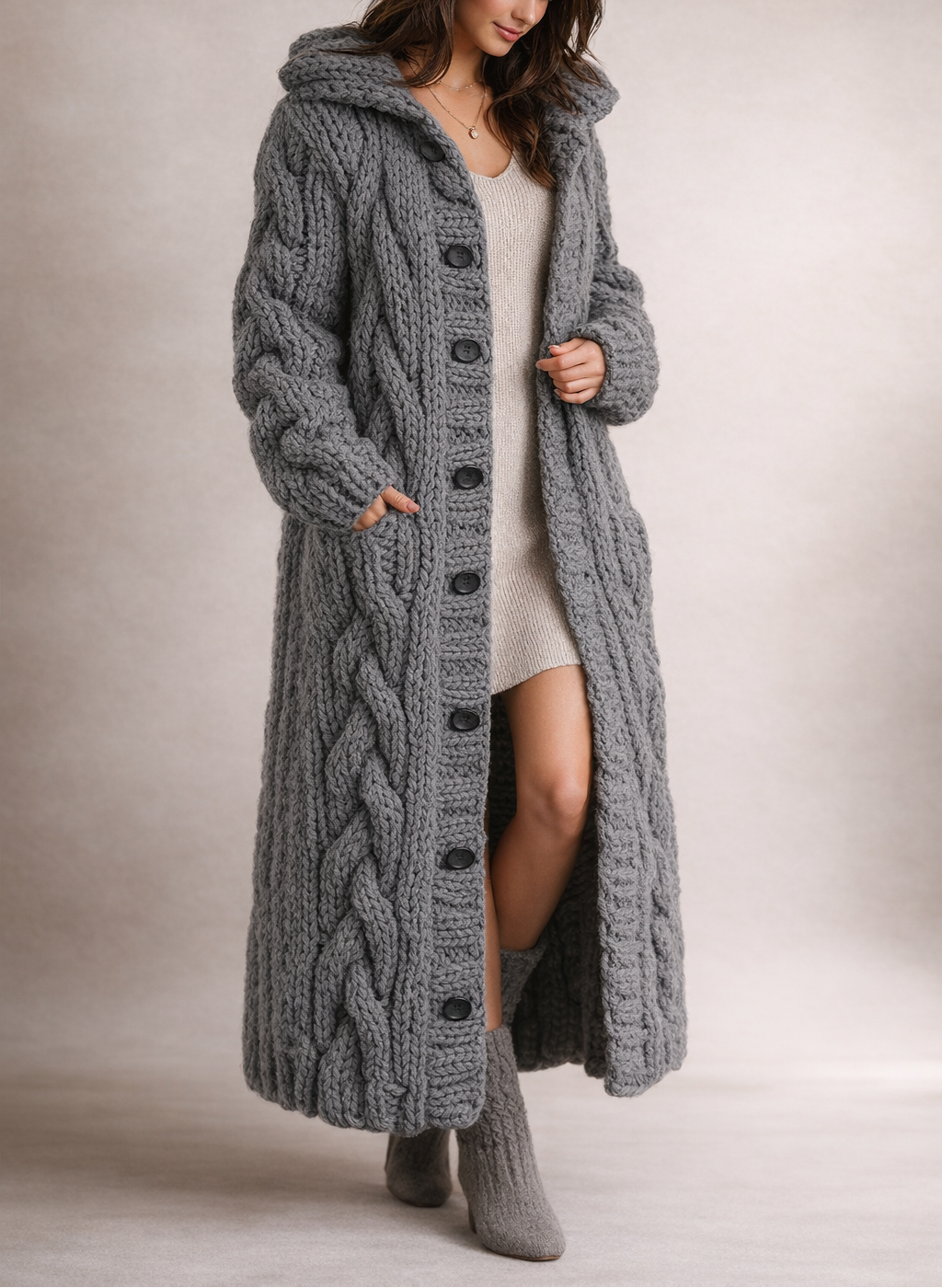 KARIN | CAPOTTO MAXI IN MAGLIA SPESSA