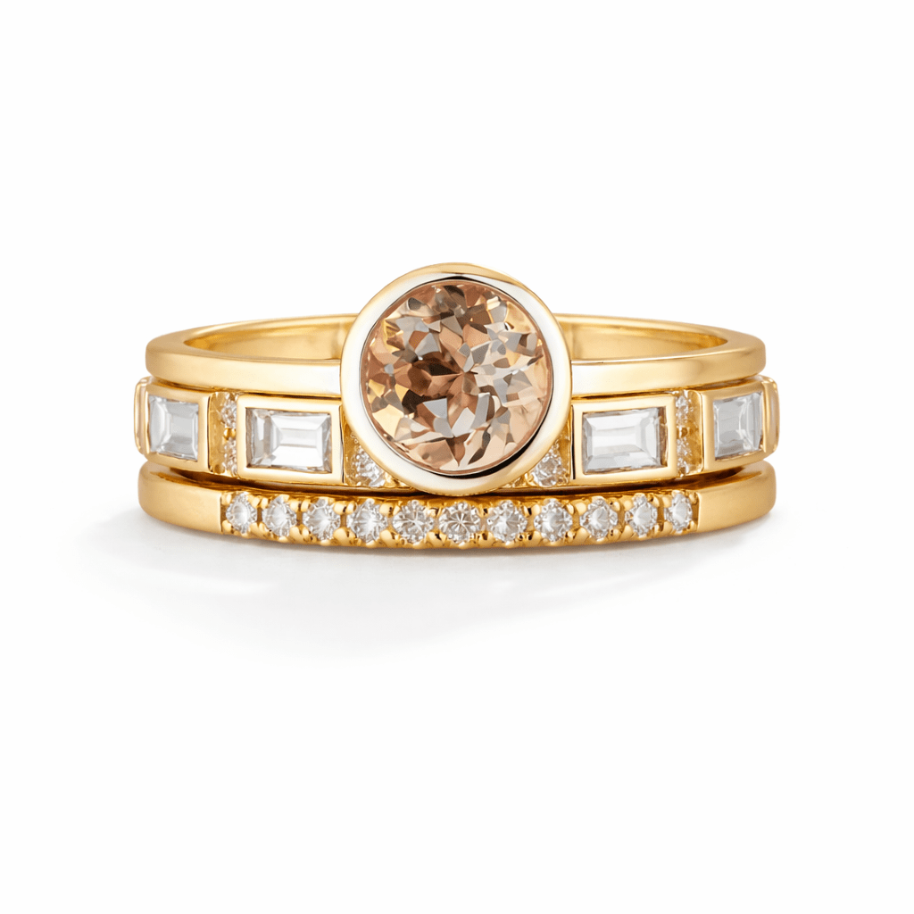 Anello in cristallo dorato scintillante