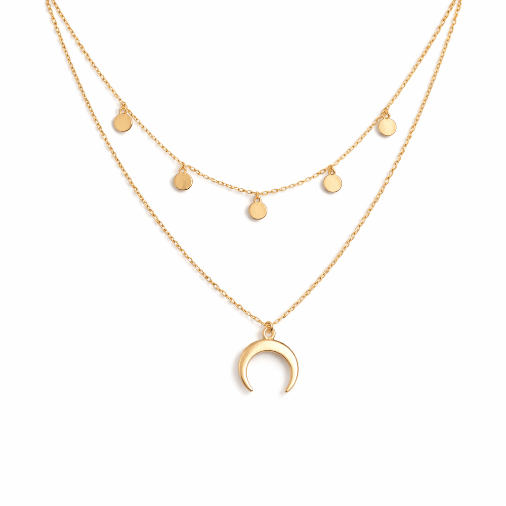 LUNA | Elegante collana dorata con raffinato design lunare