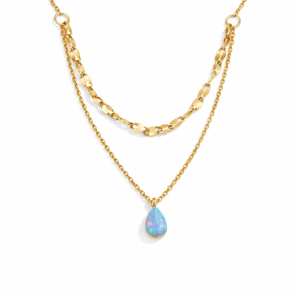 Collana a più strati con pendente in opale blu