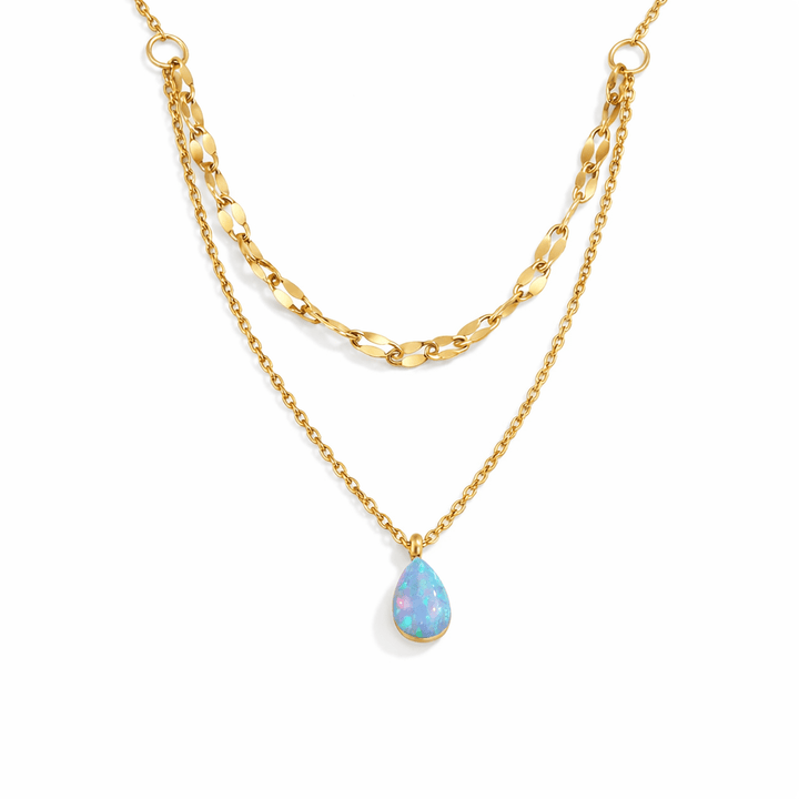 Collana a più strati con pendente in opale blu