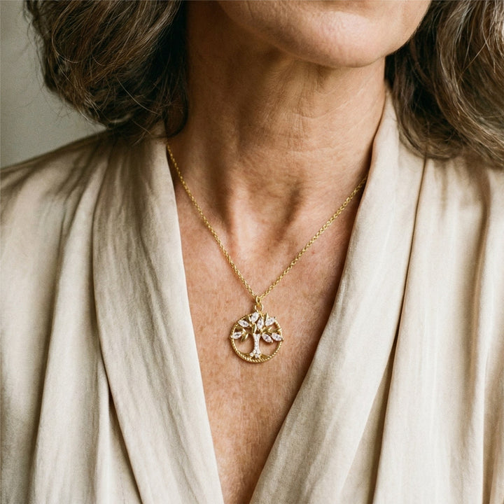 Collana in oro Albero della Vita con zirconia