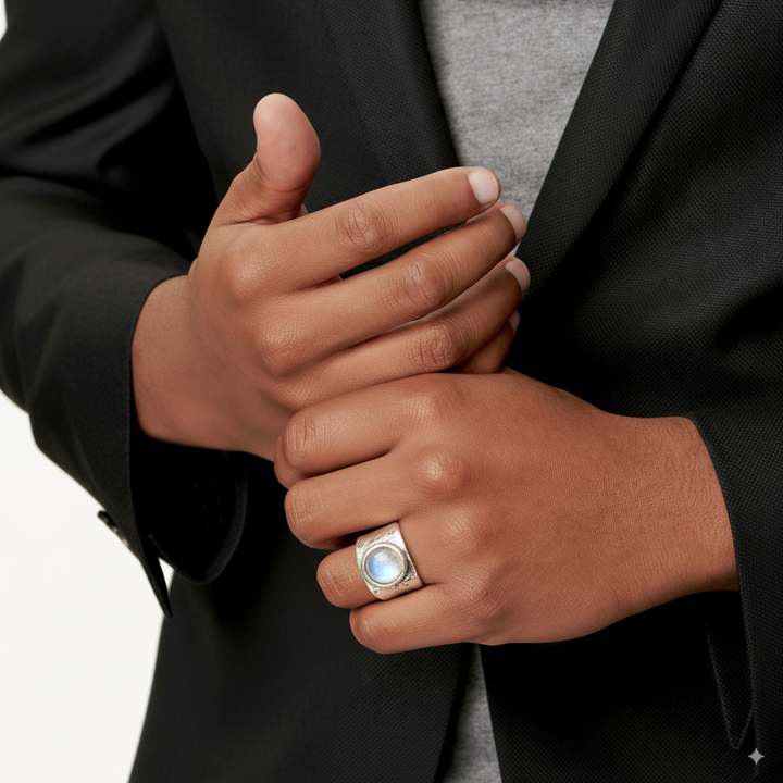 Anello bohémien con pietra di luna