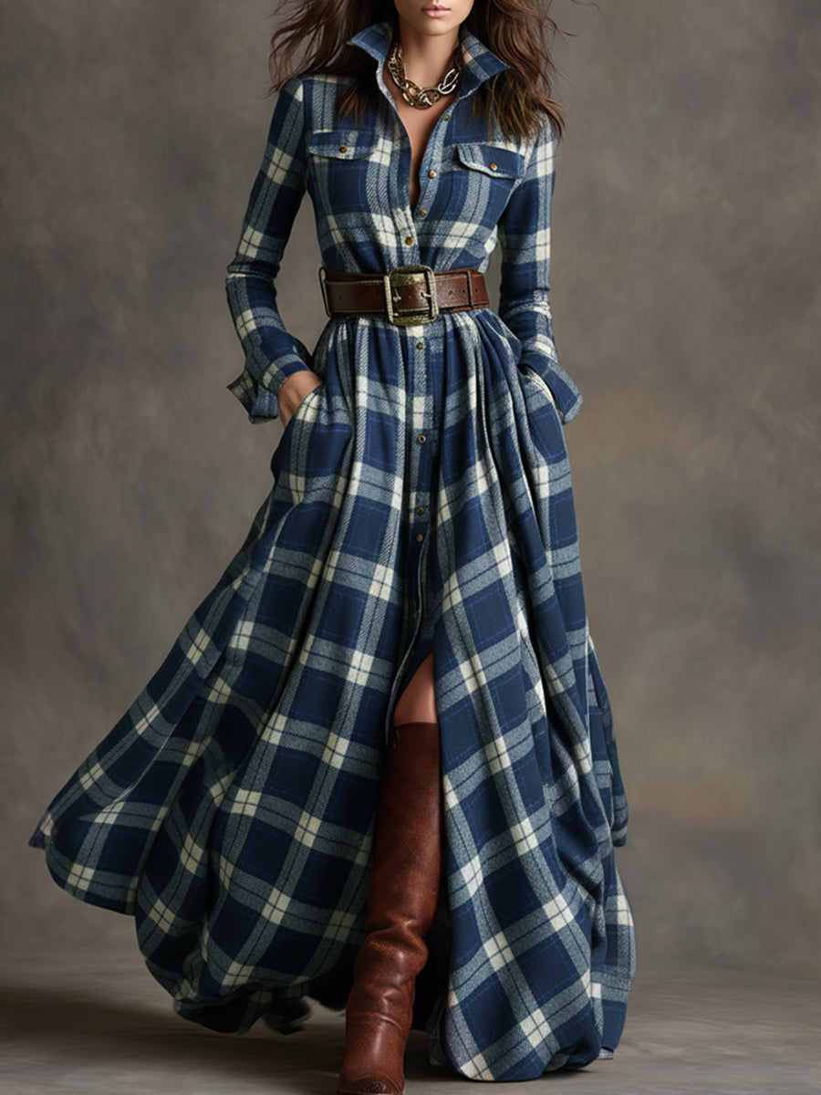 Giulietta | Abito Camicia Maxi a Quadri con Cintura