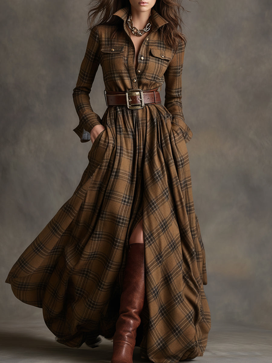 Giulietta | Abito Camicia Maxi a Quadri con Cintura