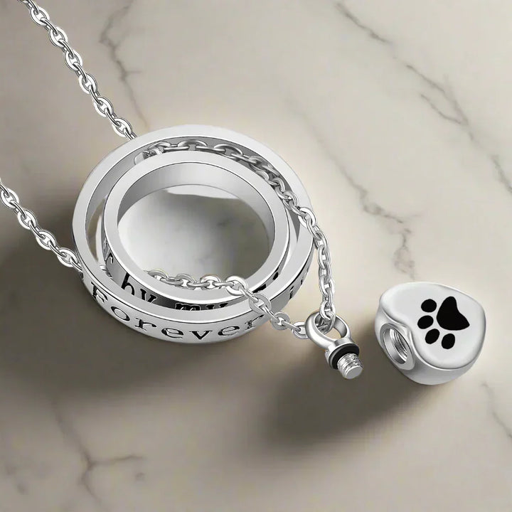 Collana urna in acciaio inossidabile con fermagli – 'Non più al mio fianco, per sempre nel mio cuore'