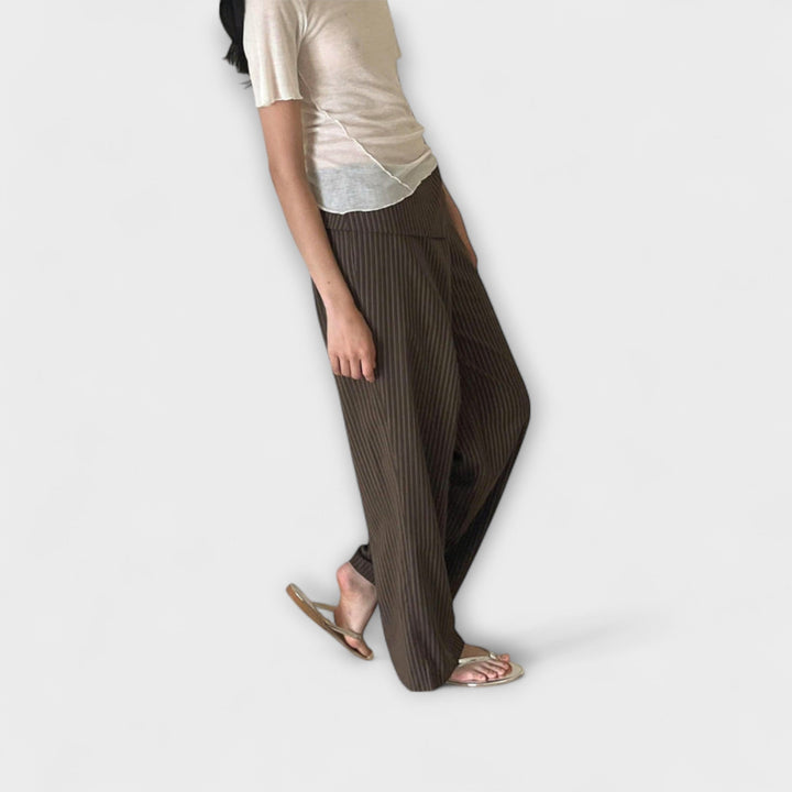 Pantaloni Striati Pieghevoli