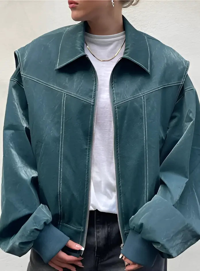 Giacca Casual Oversize in Pelle