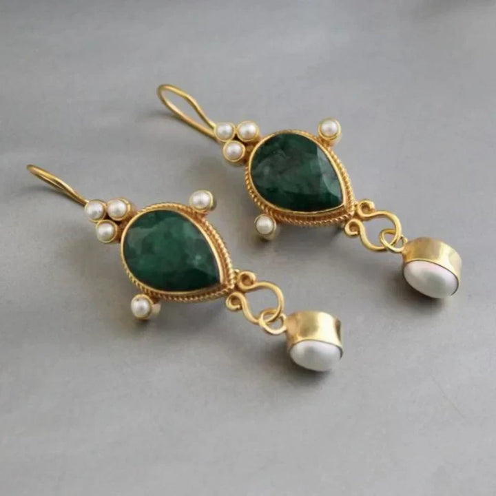 Orecchini vintage in rubino e perla