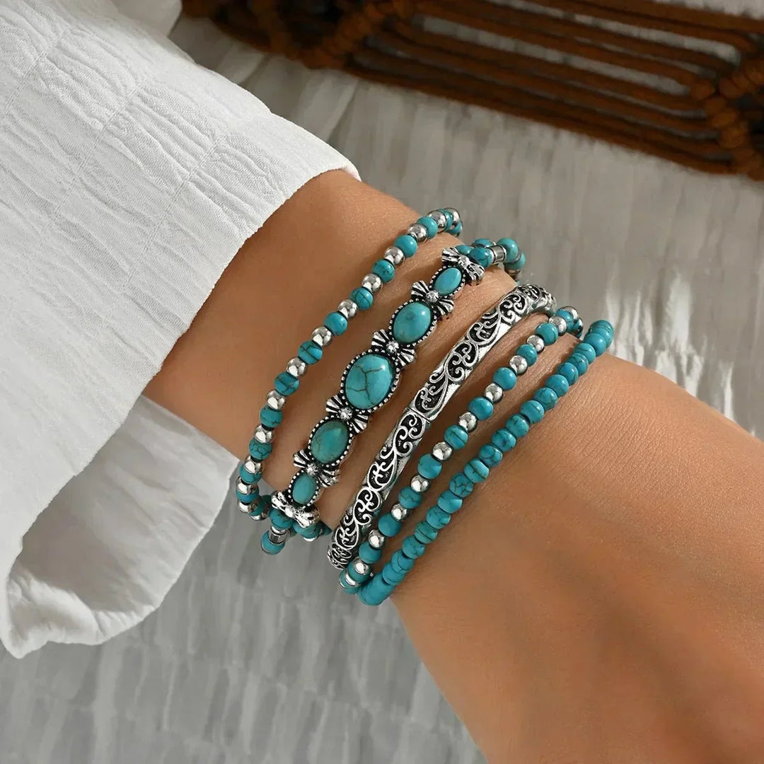 Maëlys™ — Raffinato bracciale multi-strato in turchese
