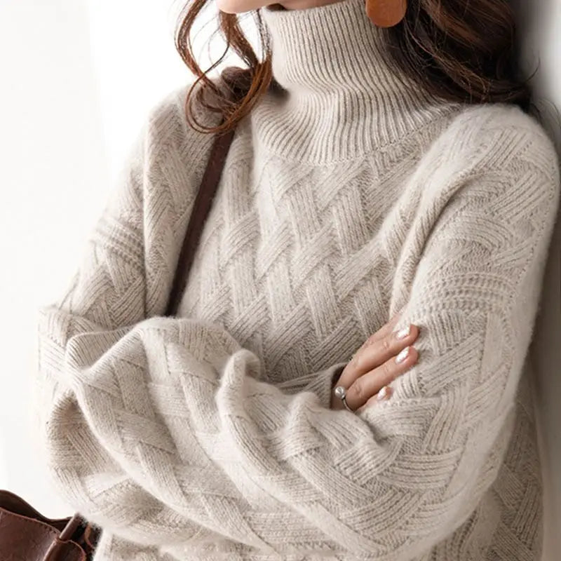 Ciliegia - Maglione Autunnale con Collo Alto