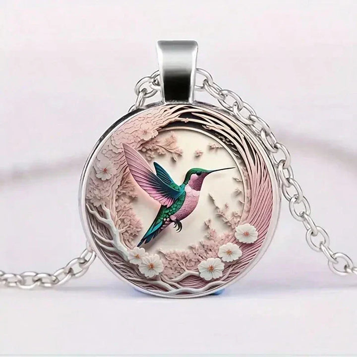 Ciondolo colibrì con cupola di vetro